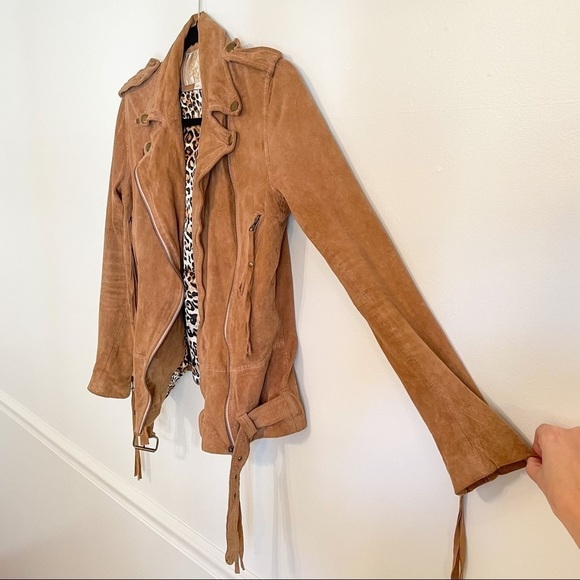 Sara Berman Tan Suede Moto Biker Jacket XS - Picture 9 of 16